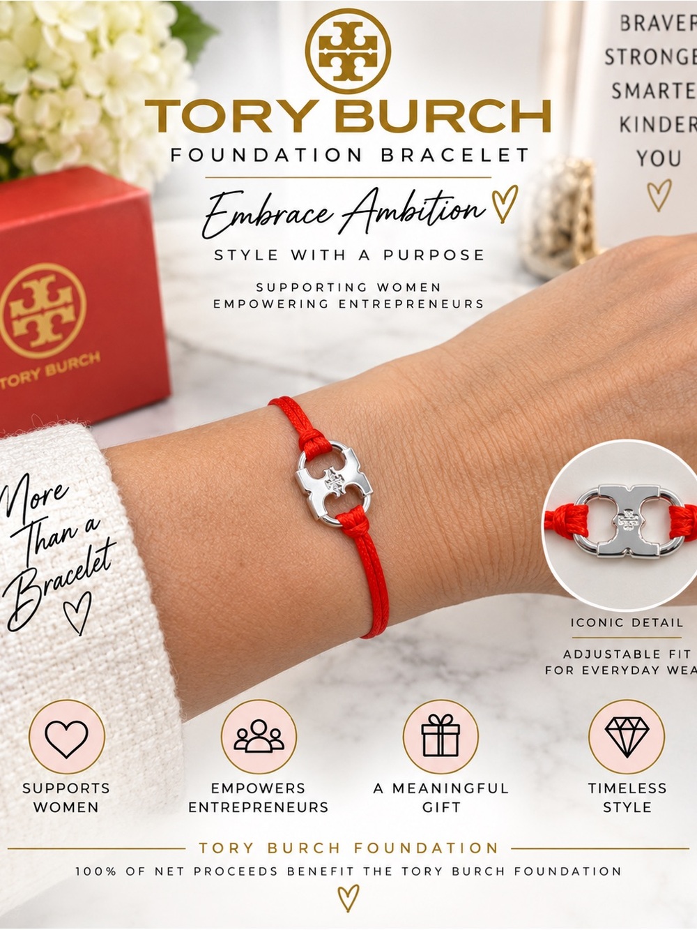 Tory Burch NWT Foundation Bracelet - Embrace Ambition Foundation